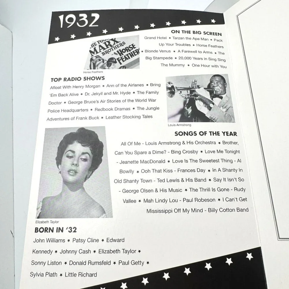 1932 Nostalgic Gift Greeting CardDVD Featuring Historical Events Songs Films